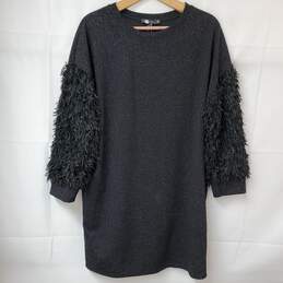 M Made in Italy Black Sparkle Knit LS Midi Dress Women's XL NWT