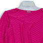 Womens Pink Long Sleeve Round Neck Ruffle Smocked Blouse Top Size Medium image number 4