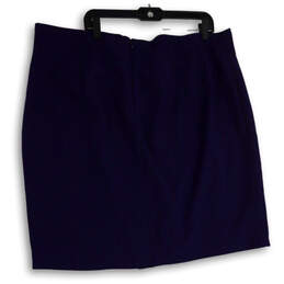 Womens Blue Flat Front Back Zip Regular Fit Classic Mini Skirt Size 22 alternative image