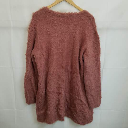 Free People oversized fluffy open front cardigan mauve women's S image number 2