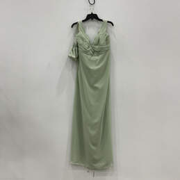 NWT Womens Green Pleated V-Neck Sleeveless Long Maxi Dress Size 20
