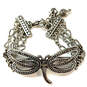 Designer Brighton Silver-Tone Multistrand Butterfly Engraved Chain Bracelet image number 2