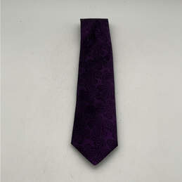 NWT Mens Purple Silk Paisley Keeper Loop Adjustable Designer Neck Tie