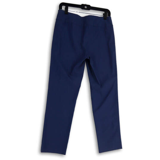 Womens Blue Flat Front Elastic Waist Pull-On Stretch Trouser Pants Size 8P image number 2