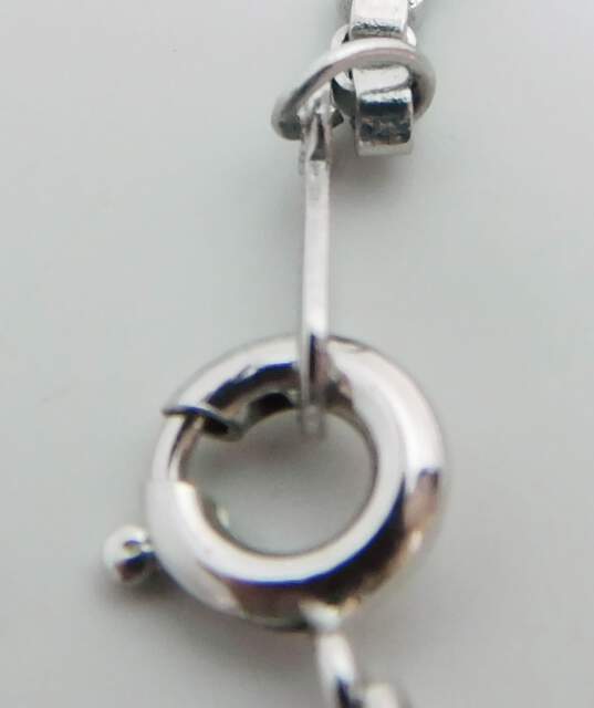 Vintage Crown Trifari Silver Tone Minimalist Rhinestone Cube Pendant on Box Chain Necklace 8.7g image number 3