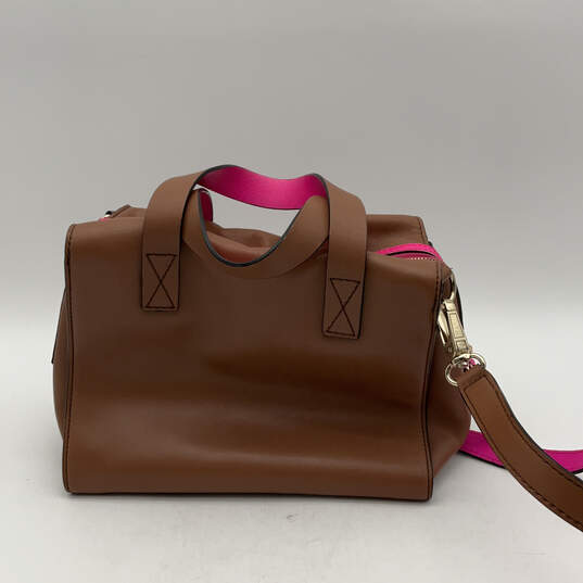 Womens Brown Pink Leather Detachable Strap Fashionable Crossbody Bag image number 2