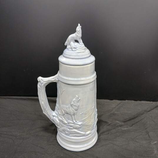 Howling Wolf Ceramic Stein 17.25" Tall image number 1