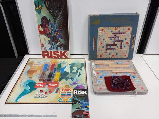 Pair of Vintage Board Games: Scrabble And Risk image number 1