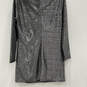 NWT Womens Silver Black Long Sleeve Round Neck Back Zip Mini Dress Size M image number 2