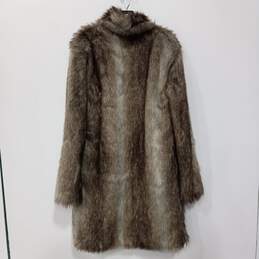 Women's Brown Multicolor Faux Fur Coat alternative image