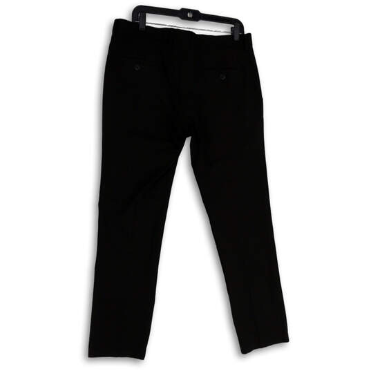Mens Black Flat Front Slash Pocket Straight Leg Formal Dress Pants Sz 34/30 image number 2