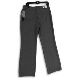 NWT Womens Gray Plaid Flat Front Pockets Straight Leg Dress Pants Size 8 alternative image
