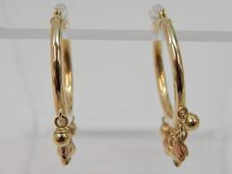 Black Hills 12K Yellow & Rose Gold Leaf & Ball Dangle Charms Hoop Earrings 1.7g