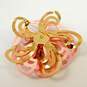 Vintage Emmons Gold Tone & Pink Enamel Swirl Flower Clip-On Earrings & Brooch Demi Parure 34.2g image number 5