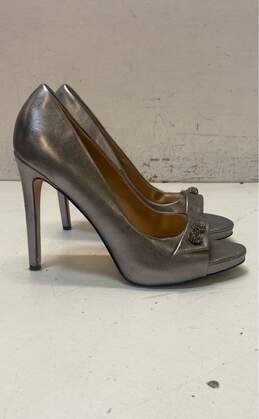 Badgley Mischka Simba II Leather Heels Silver 7.5