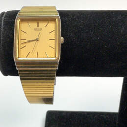 Designer Seiko 6531-5060 Gold-Tone Rectangle Shaped Analog Wristwatch