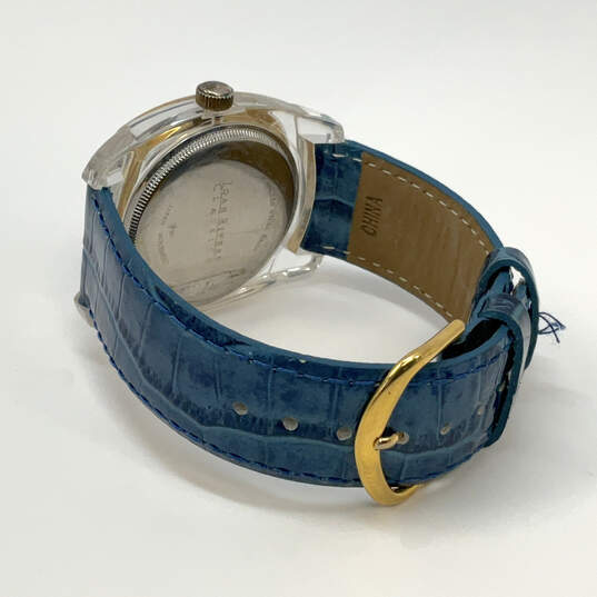 Designer Joan Rivers Blue Adjustable Leather Strap Analog Wristwatch image number 3