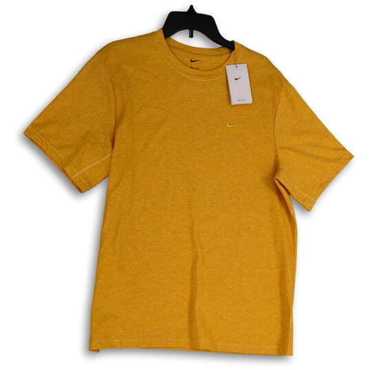 NWT Mens Yellow Dri-Fit Crew Neck Short Sleeve Pullover T-Shirt Size L image number 4