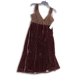 NWT Womens Brown Sequin Sleeveless V-Neck Back Slit A-Line Dress Size 6