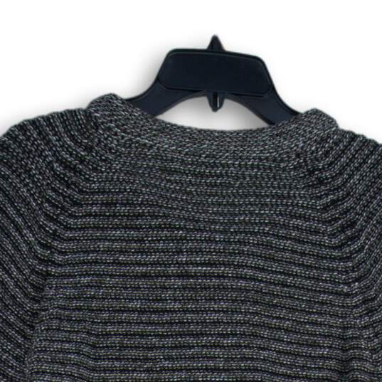 NWT Loft Womens Gray Black Knitted Long Sleeve Full-Zip Sweater Size L image number 4
