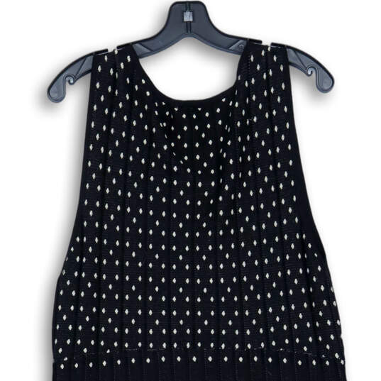 Womens Black White Dotted Knit Round Neck Sleeveless Skater Dress Size 3 image number 4