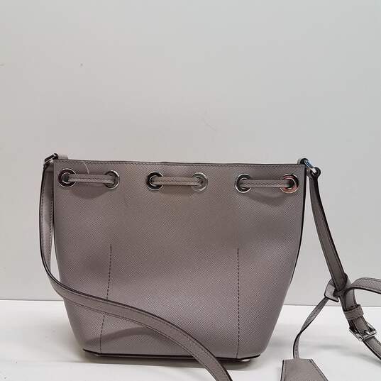 Michael Kors Saffiano Leather Bucket Bag Silver Grey image number 2