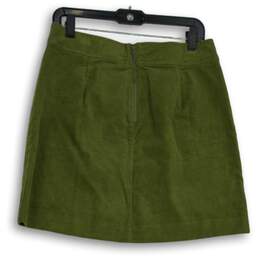 J. Crew Womens Green Corduroy Stretch Flat Front Back Zip Short Mini Skirt Sz 6 alternative image
