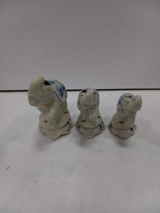 3PC Flambro Porcelain Elephants Figurine Bundle image number 3