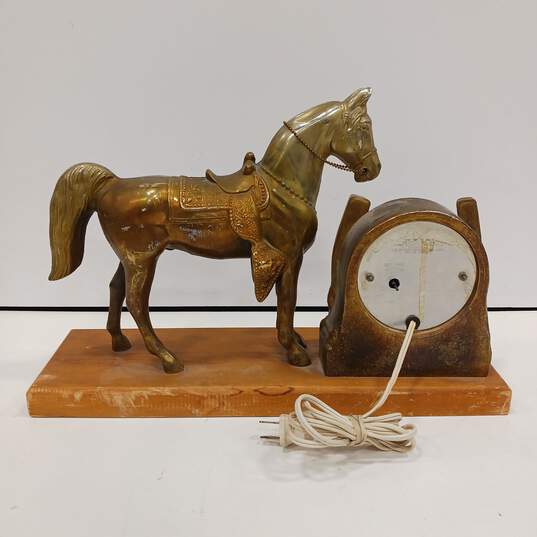Vintage Spartus Brass Horse Mantel Clock image number 4