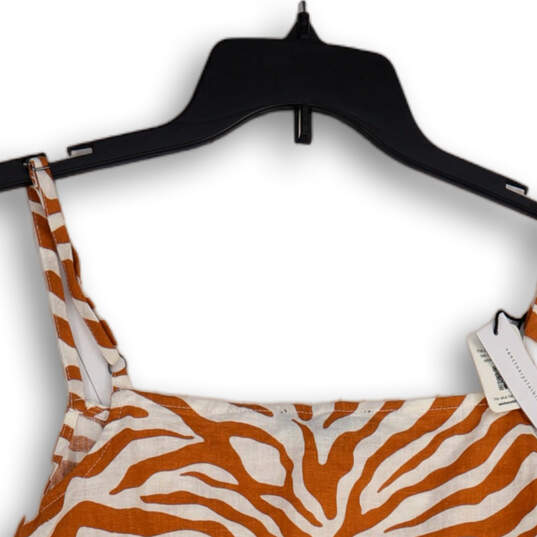 NWT Womens Orange White Printed Spaghtti Strap Camisole Top Size XL image number 3