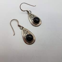 925 Silver Obsidian Drop Earrings