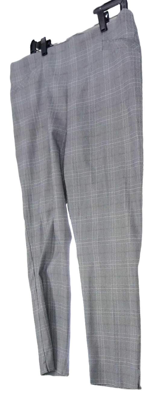 NWT Womens Gray Plaid Flat Front Straight Leg Dress Pants Size 16 S image number 3