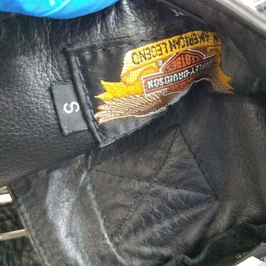 Harley Davidson black leather zip leg motorcycle chaps S image number 6