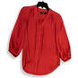Womens Red Regular Fit 3/4 Balloon Sleeve V-Neck Blouse Top Size SP image number 1