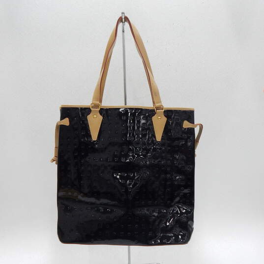 Arcadia Italian Black Patent Leather Large Tote Purse image number 2