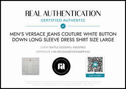 Versace Jeans Couture Men's White Snap Long Sleeve Dress Shirt Size L - AUTHENTICATED alternative image