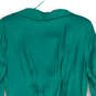 NWT Womens Green Satin Surplice Neck Long Sleeve Short Mini Dress Size L image number 4
