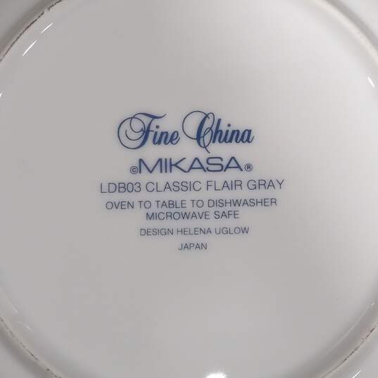 Set of Mikasa Classic Flair Gray Fine China Plate & Bowls image number 4
