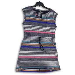 T By Talbots Womens Multicolor Striped Sleeveless Short Shift Dress Size Large