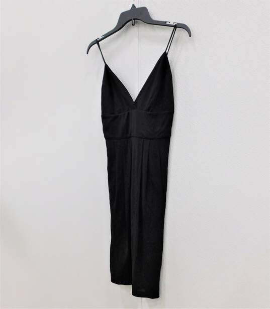 HALSTON Heritage Spaghetti Strap Empire Waist Rayon Blend Little Black Cocktail Dress Size XS with COA image number 2