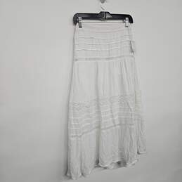 White Ladder-Stitch Crochet Midi Skirt