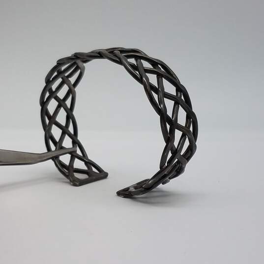 Sterling Silver Open Work Basket Weave Cuff Bracelet 28.1g image number 2