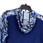 Mens Blue Camouflage Hooded Long Sleeve Pullover Windbreaker Jacket Size S image number 4