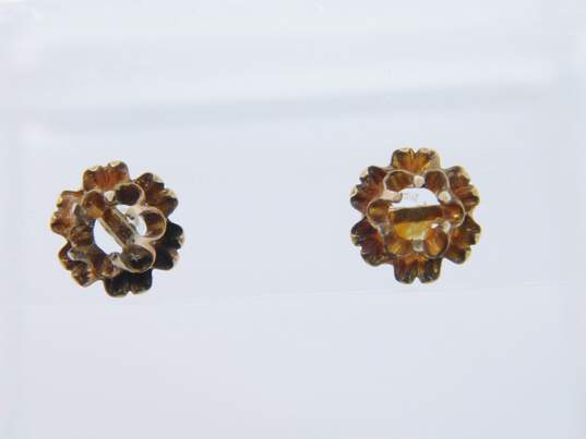 Vintage 14K Gold Flower Post Stud Earrings Setting 1.7g image number 6