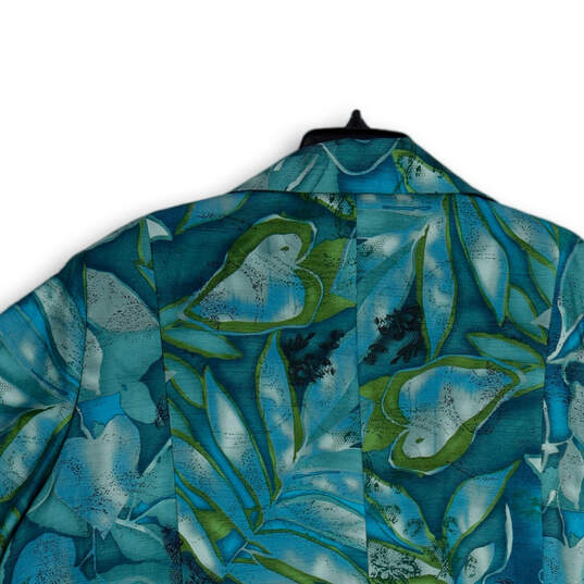 NWT Womens Blue Green Tropical Print 3/4 Sleeve Open Front Jacket Size 2X image number 4