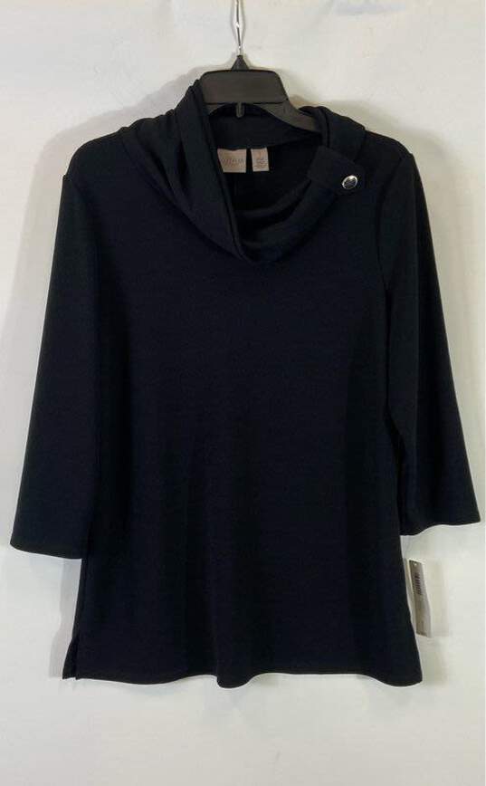 Chico's Black Cowl Neck Button Blouse - Size 1 NWT image number 1