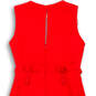 Womens Red Sleeveless V-Neck Ruffle Back Zip Sheath Dress Size Small image number 4