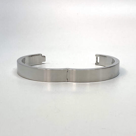 Designer J. Crew Silver-Tone Round Shaped Hinged Thick Bangle Bracelet image number 4