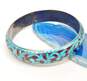 Artisan 925 Blue & Burgundy Enamel Floral Filigree Rounded Bangle Bracelet image number 3