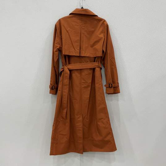 NWT Gap Womens Orange Brown Double Breasted Belted Trench Coat Size Small image number 2